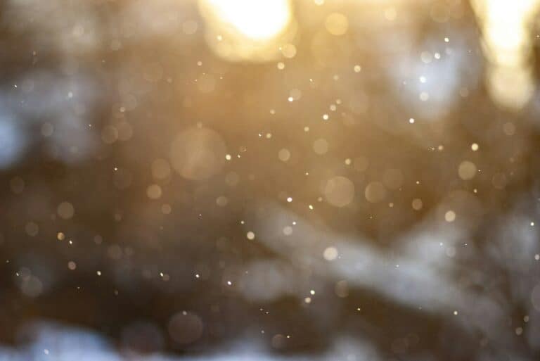 Lichtpartikel oder schneeflocken im Gegenlicht, verschwommen
